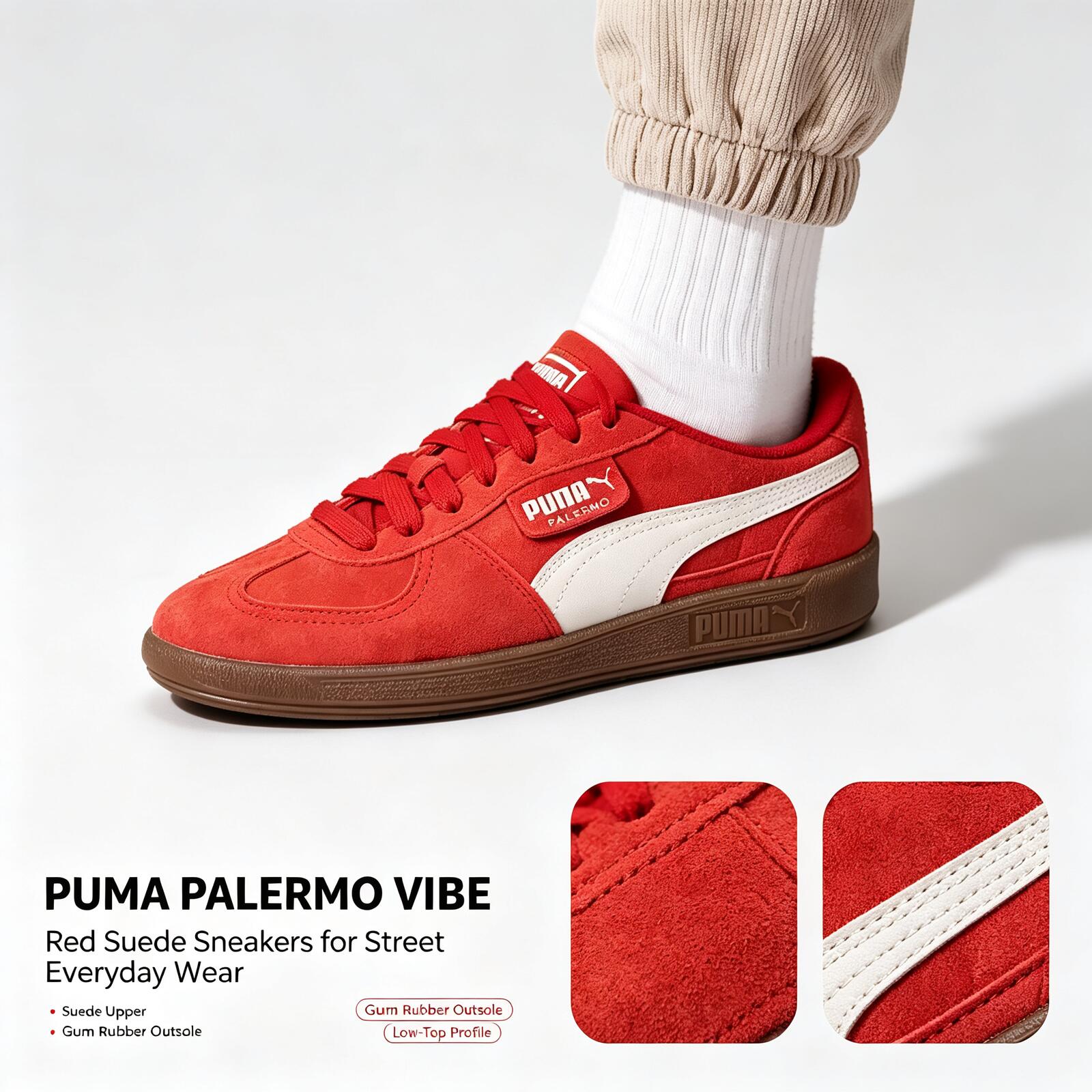 Puma Shoes Suede Classic - Yeni PUMA Palermo Kırmızı Süet Erkek