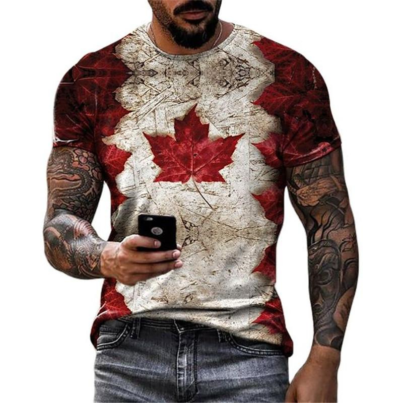 Retro Kanada Bayrağı T-shirt 3 - Street Fashion Canada incelemesi ve fiyatı